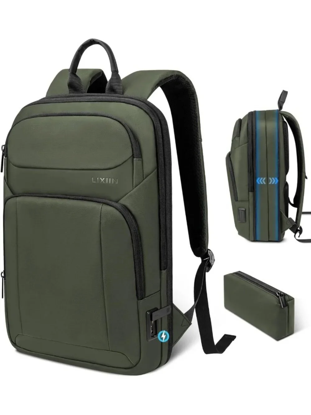 Slim Expandable Travel Laptop Backpack with USB Port, Water Resistant